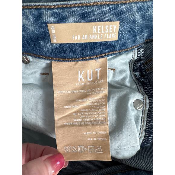 NWT Kut From The Kloth Kelsey High Rise Fab Ab Ankle Flare Medium Wash Size 4 - Picture 7 of 13